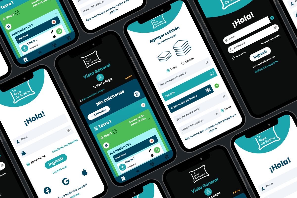 Pantallas de las apps La Repa de Sueños y La Repa Hotels